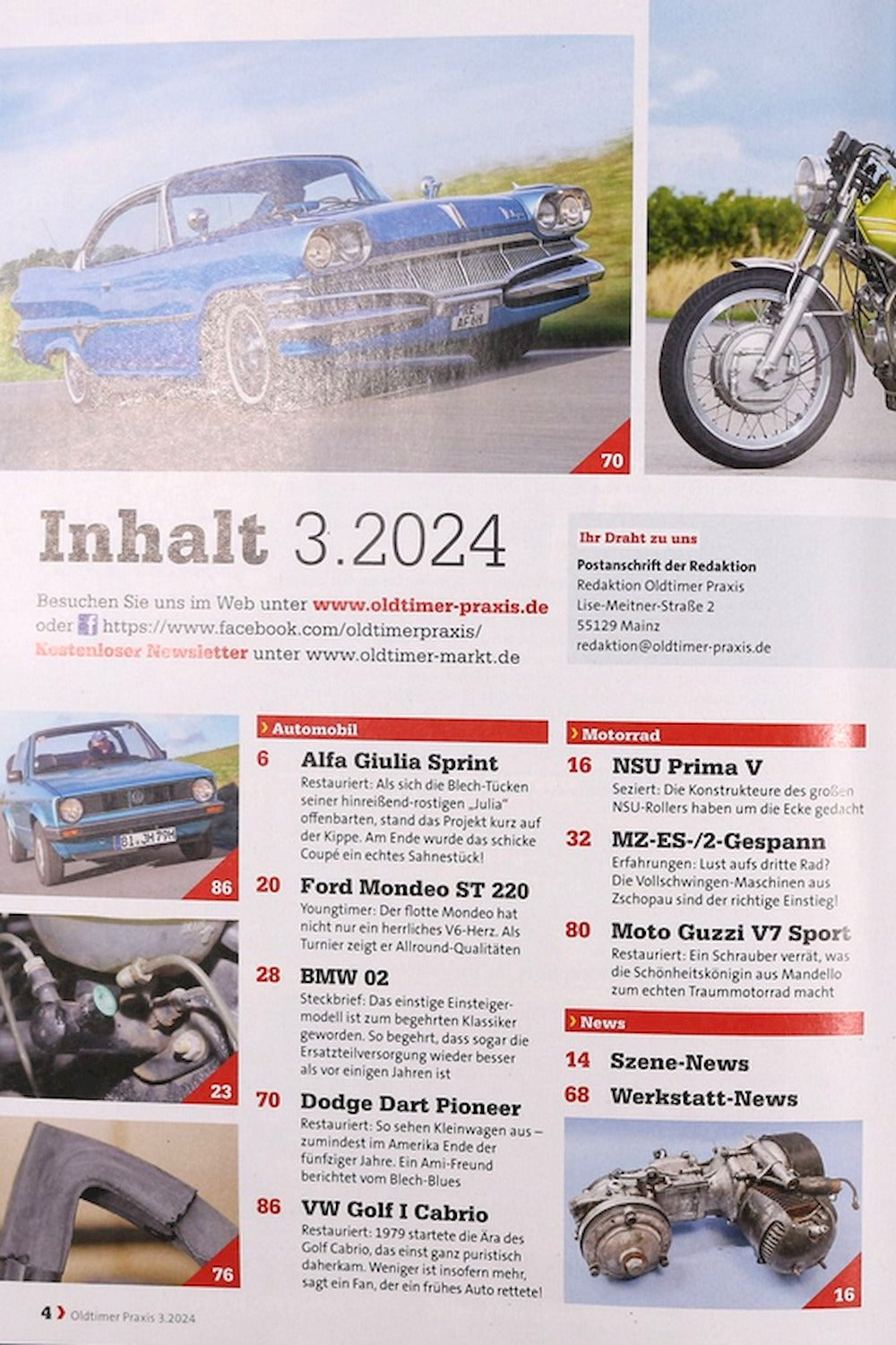 Oldtimer Praxis Magazin Deutschland 2024-03 Giulia Sprint Dodge Dart
