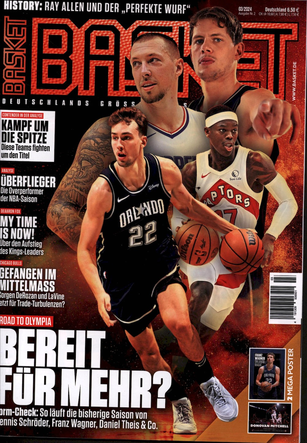 Basket Magasin Tyskland 2024-03 – Franz Wagner Dennis Schröder Daniel Theis – Originaludgave