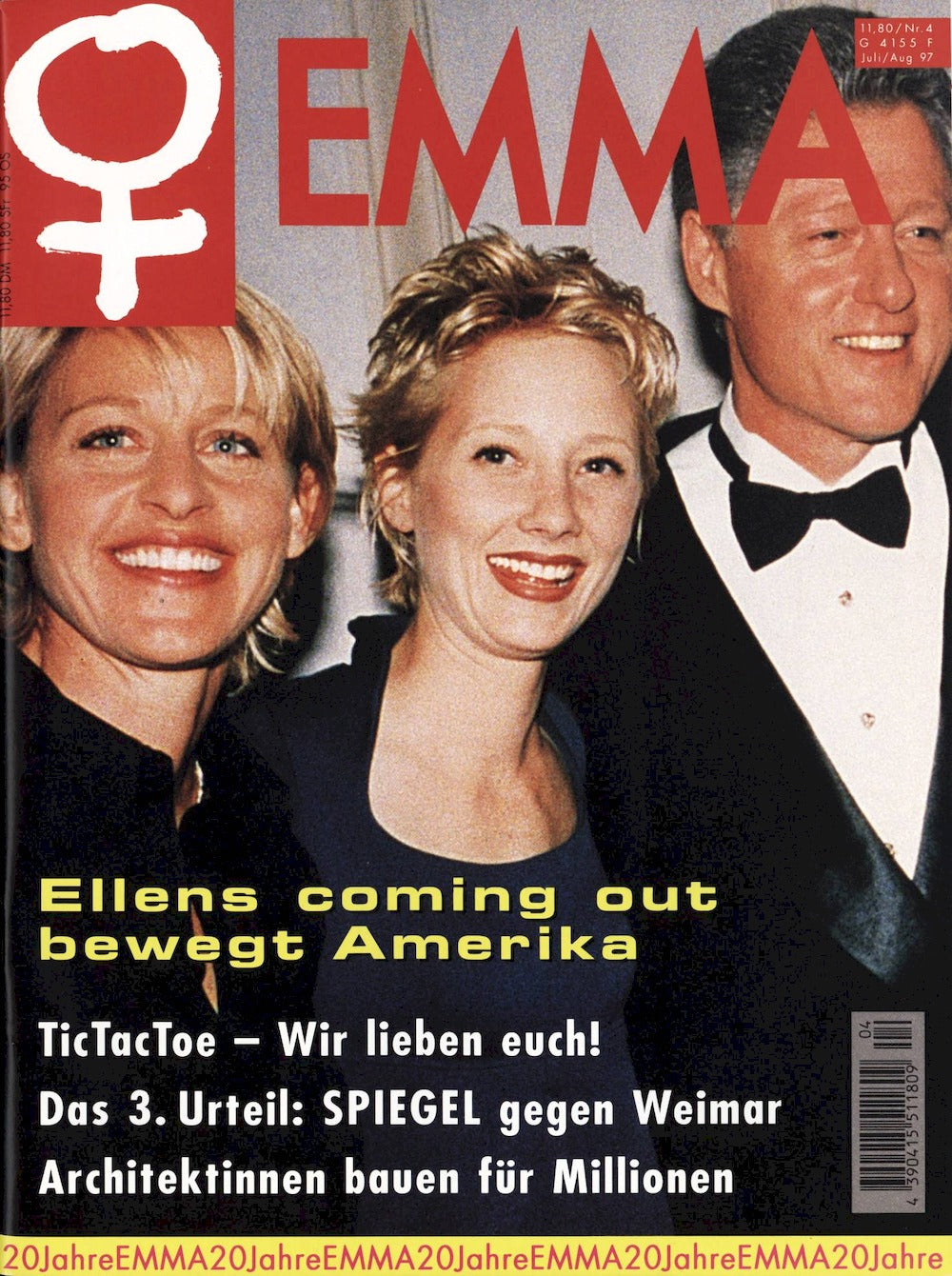 Emma Lehti Saksa 1997-04 – Ellen DeGeneres Anne Heche Bill Clinton Tic Tac Toe – Alkuperäinen painos