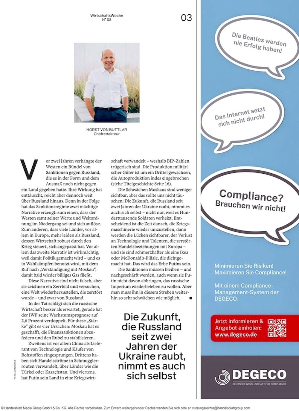 Wirtschaftswoche Magazin Deutschland 2024-08 Putin