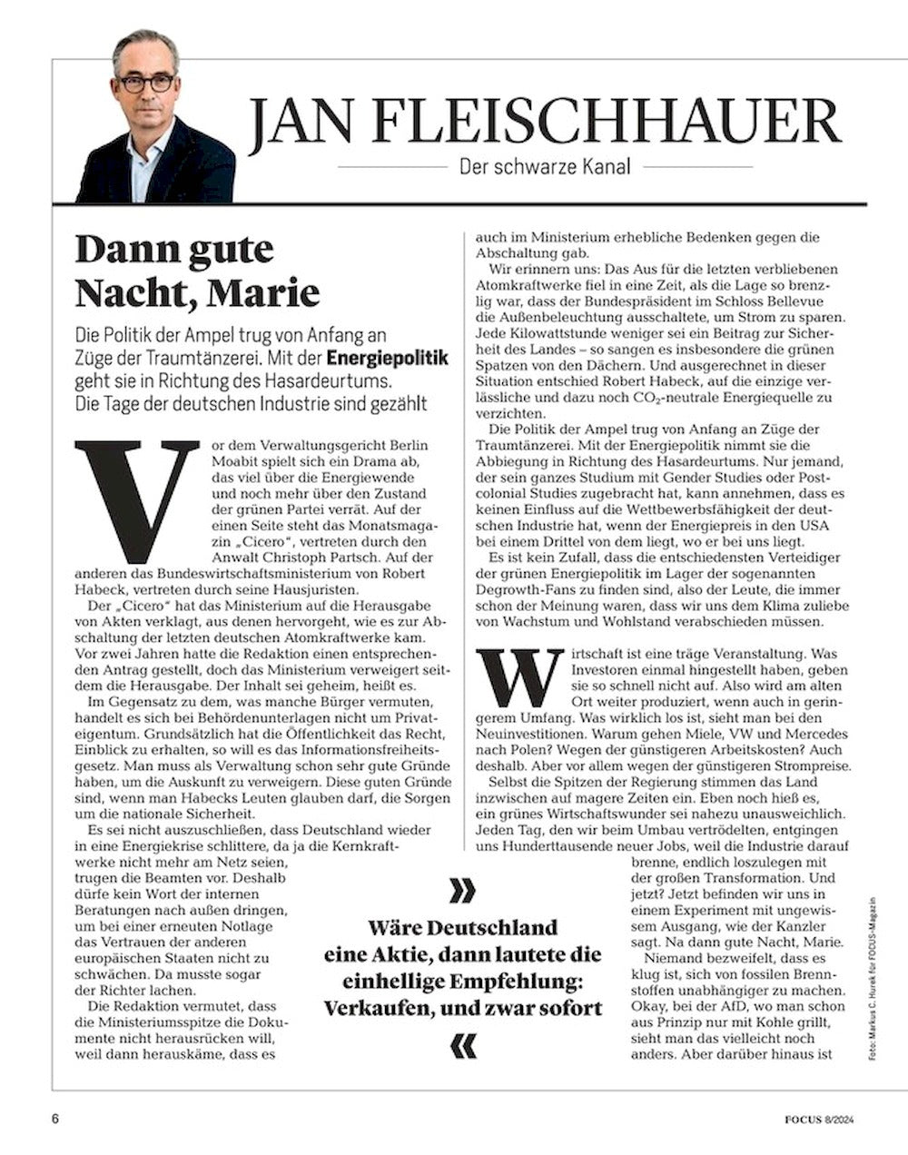 Focus Magazin Deutschland 2024-08 Putin Colin Kaepernick Zuckerberg