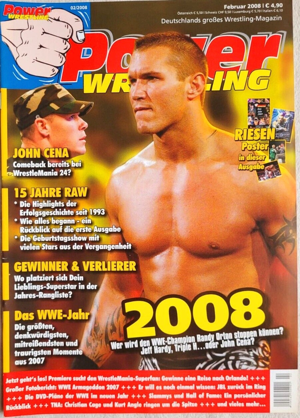 Power Wrestling Tijdschrift Duitsland 2008-02 – Randy Orton John Cena Jeff Hardy – Originele uitgave