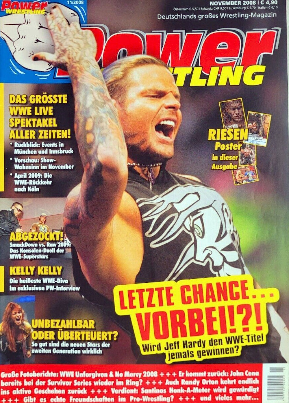 Power Wrestling Tijdschrift Duitsland 2008-11 – Jeff Hardy Randy Orton Kelly Kelly – Originele uitgave
