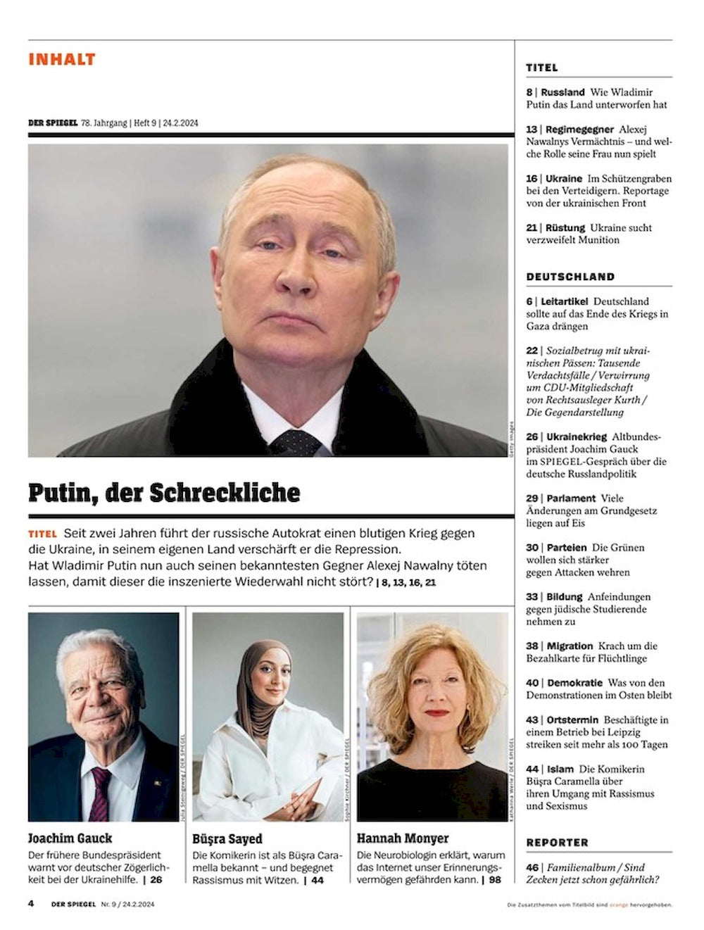 Der Spiegel Magazin Deutschland 2024-09 Putin Nawalny