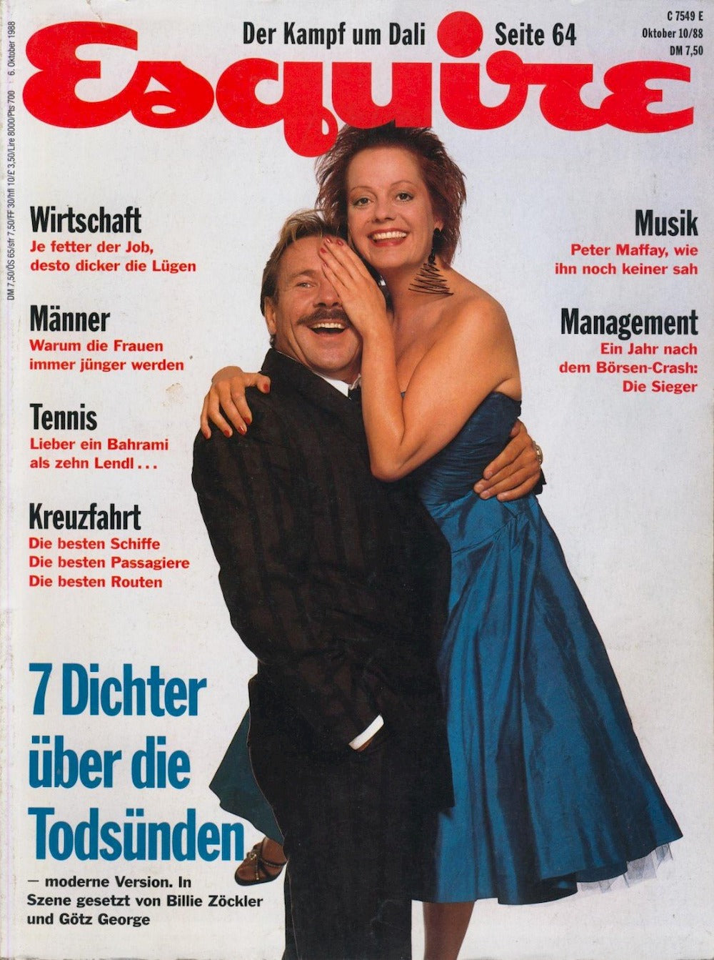 Esquire Magazine Germany 1988-10 Götz George Billie Zöckler Original Print Issue