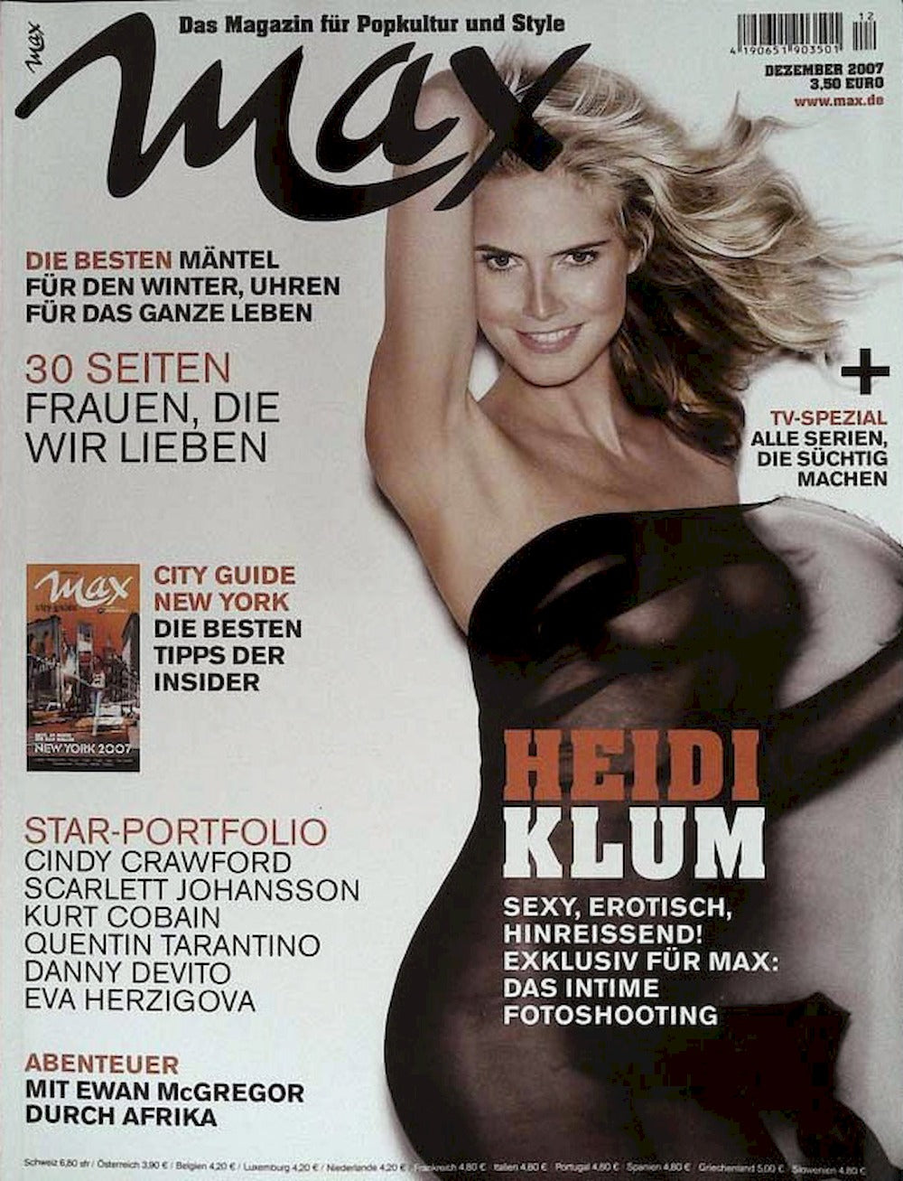 Max Tijdschrift Duitsland 2007-12 – Heidi Klum Cindy Crawford Scarlett Johansson – Originele uitgave