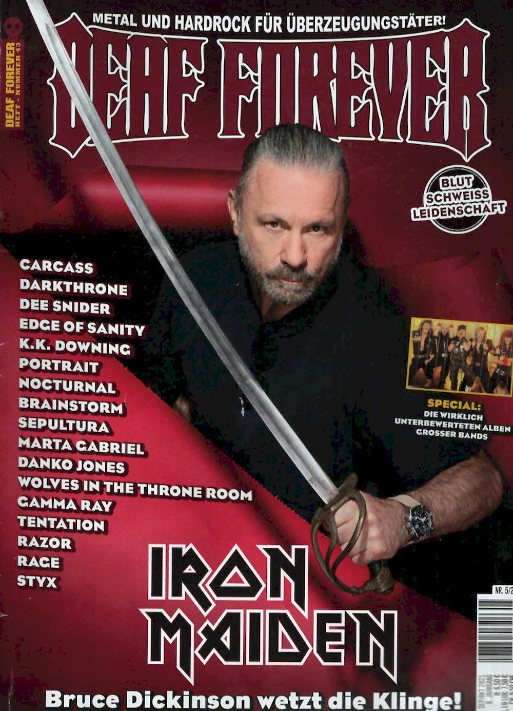 Deaf Forever Magazin Deutschland 2021-05 Iron Maiden Carcass Darkthrone Dee Snider Styx
