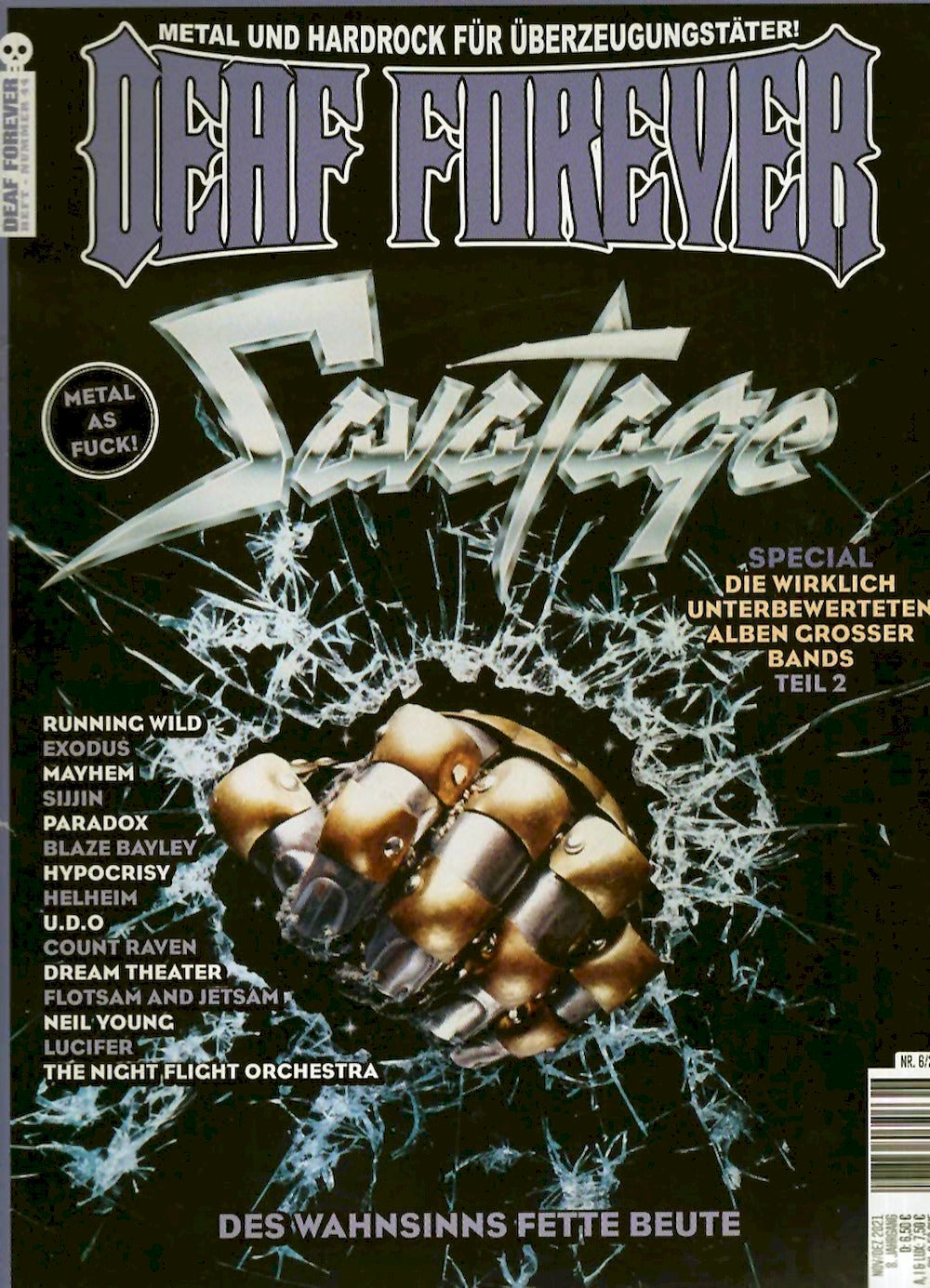 Deaf Forever Magazin Deutschland 2021-06 Savatage Running Wild Exodus Mayhem Sijin
