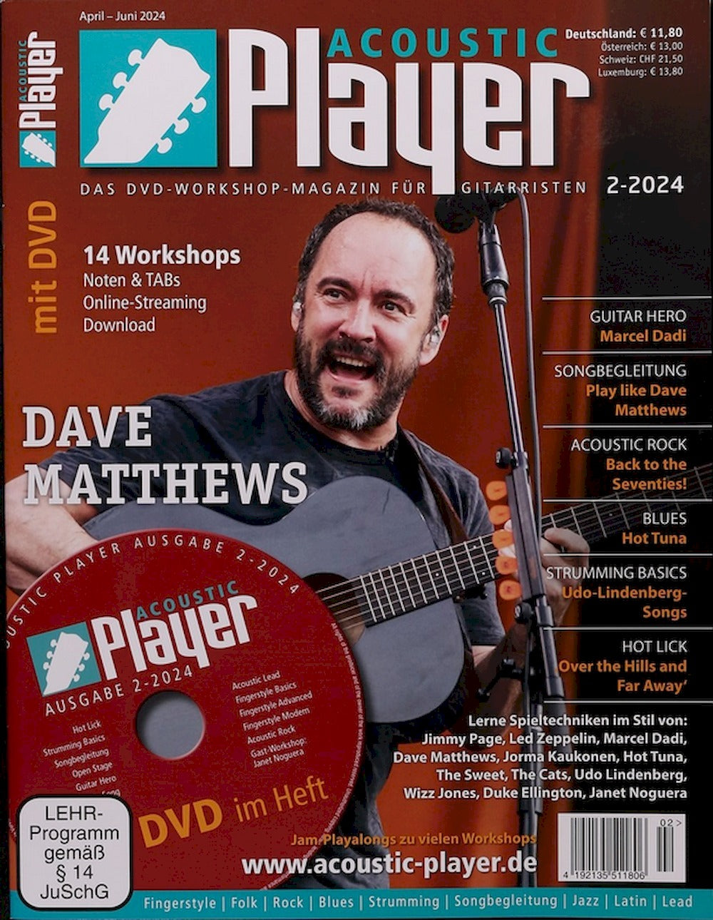 Acoustic Player Magasin Tyskland 2024-02 Dave Matthews Marcel Dadi