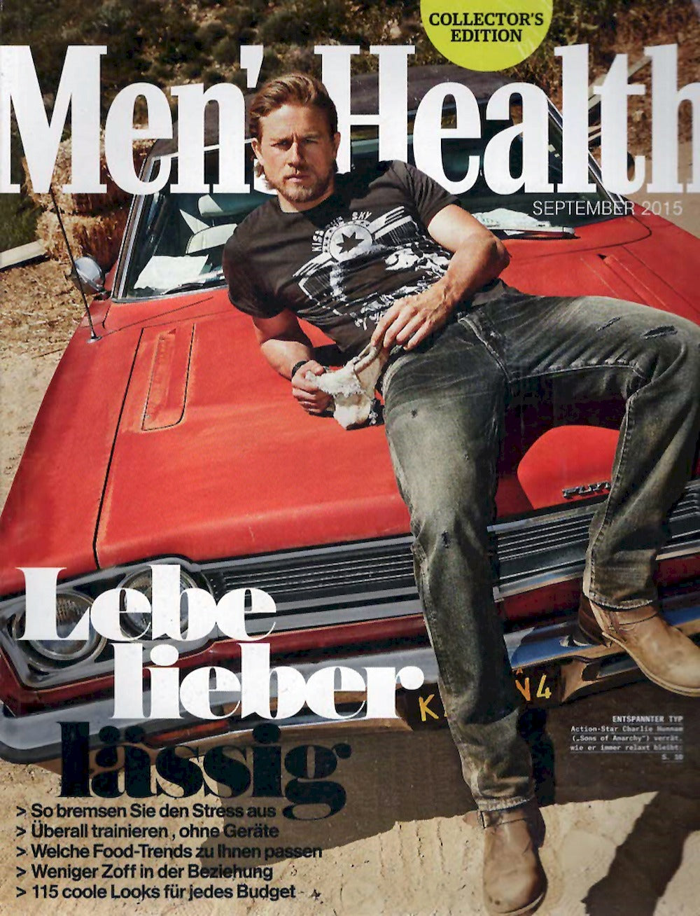 Mens Health Lehti Saksa 2015-09 Charlie Hunnam Edition Alkuperäinen painos