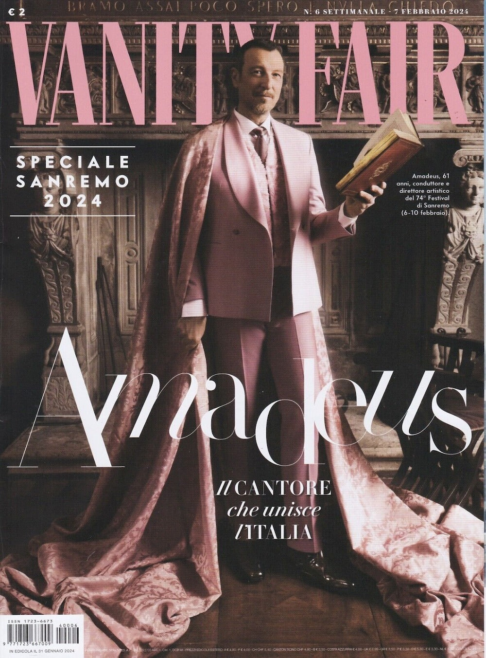 Vanity Fair Lehti Italia 2024-06 Amadeus Simone Biles Jeremy Allen White Claudia Schiffer Alkuperäinen painos