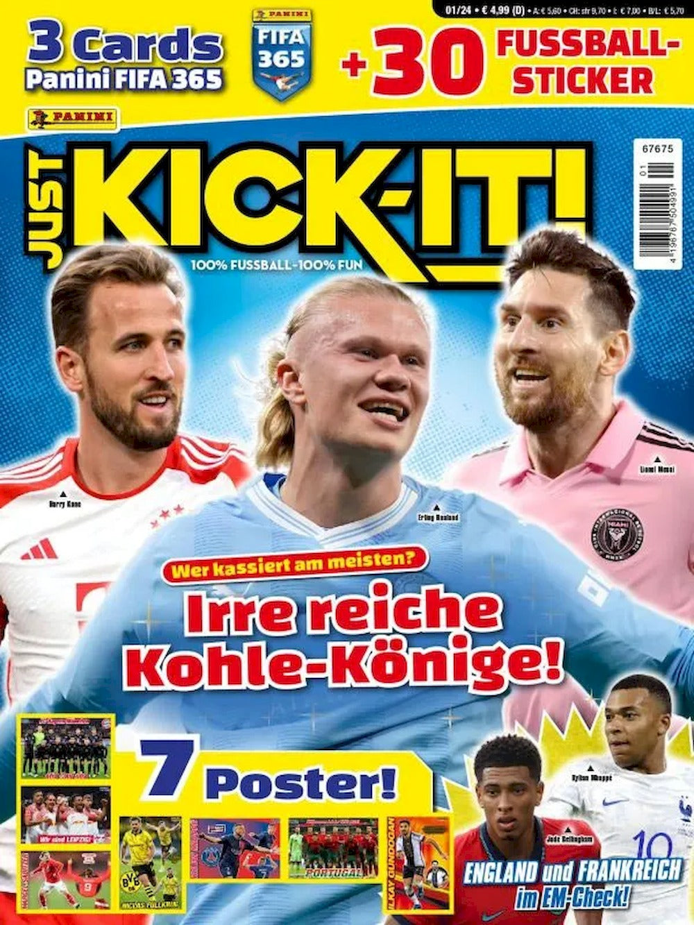 Just Kick It Revista Alemania 2024-01 Haaland Messie Kane Edición original