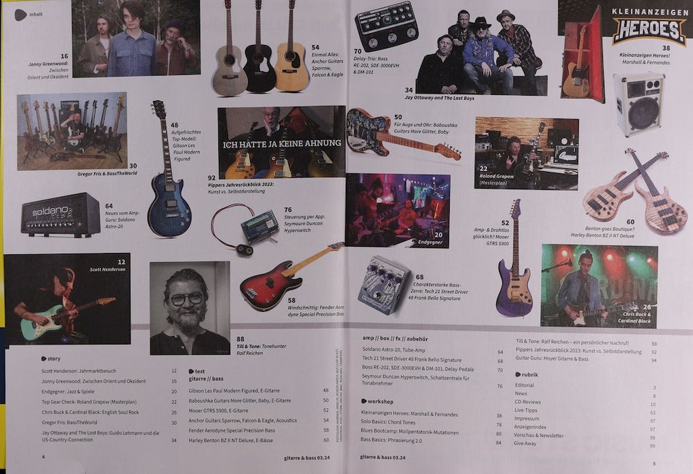 Gitarre & Bass Magazine Allemagne 2024-03 – Chris Buck Scott Henderson Gregor Fris Jay Ottaway – Édition originale