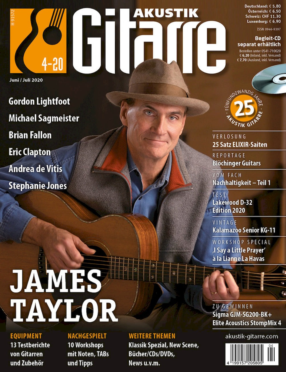 Akustik Gitarre Magazin Deutschland 2020-04 James Taylor Gordon Lightfoot Michael Sagmeister Brian Fallon Eric Clapton