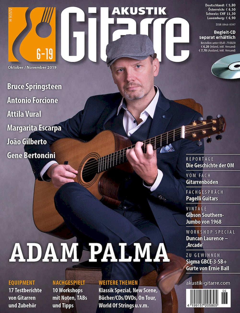 Akustik Gitarre Magazine Germany 2019-06 Bruce Springsteen Adam Palma Attila Vural Antonio Forcione João Gilberto