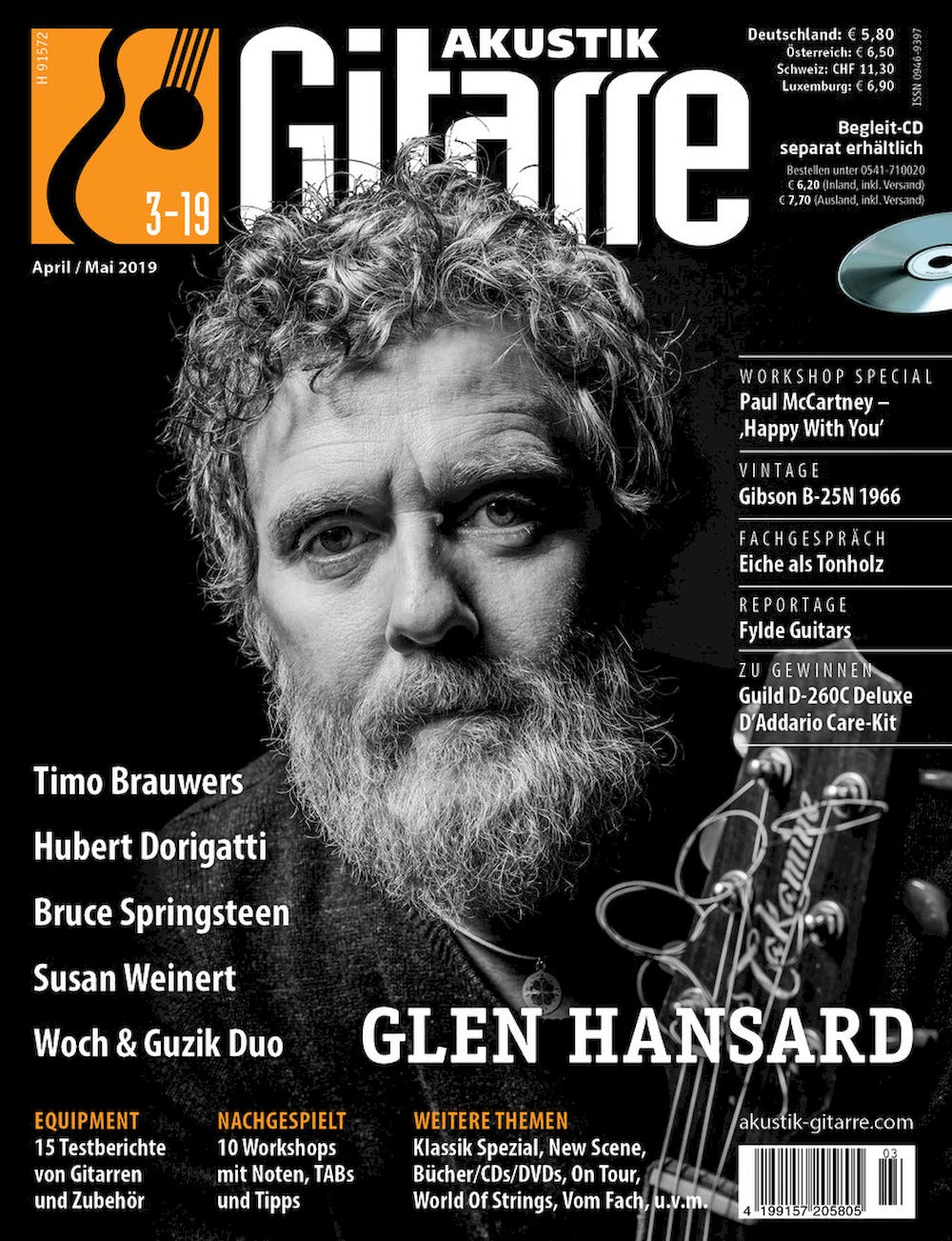 Akustik Gitarre Magazin Deutschland 2019-03 Glen Hansard Timo Brauwers Hubert Dorigatti Bruce Springsteen Susan Weinert