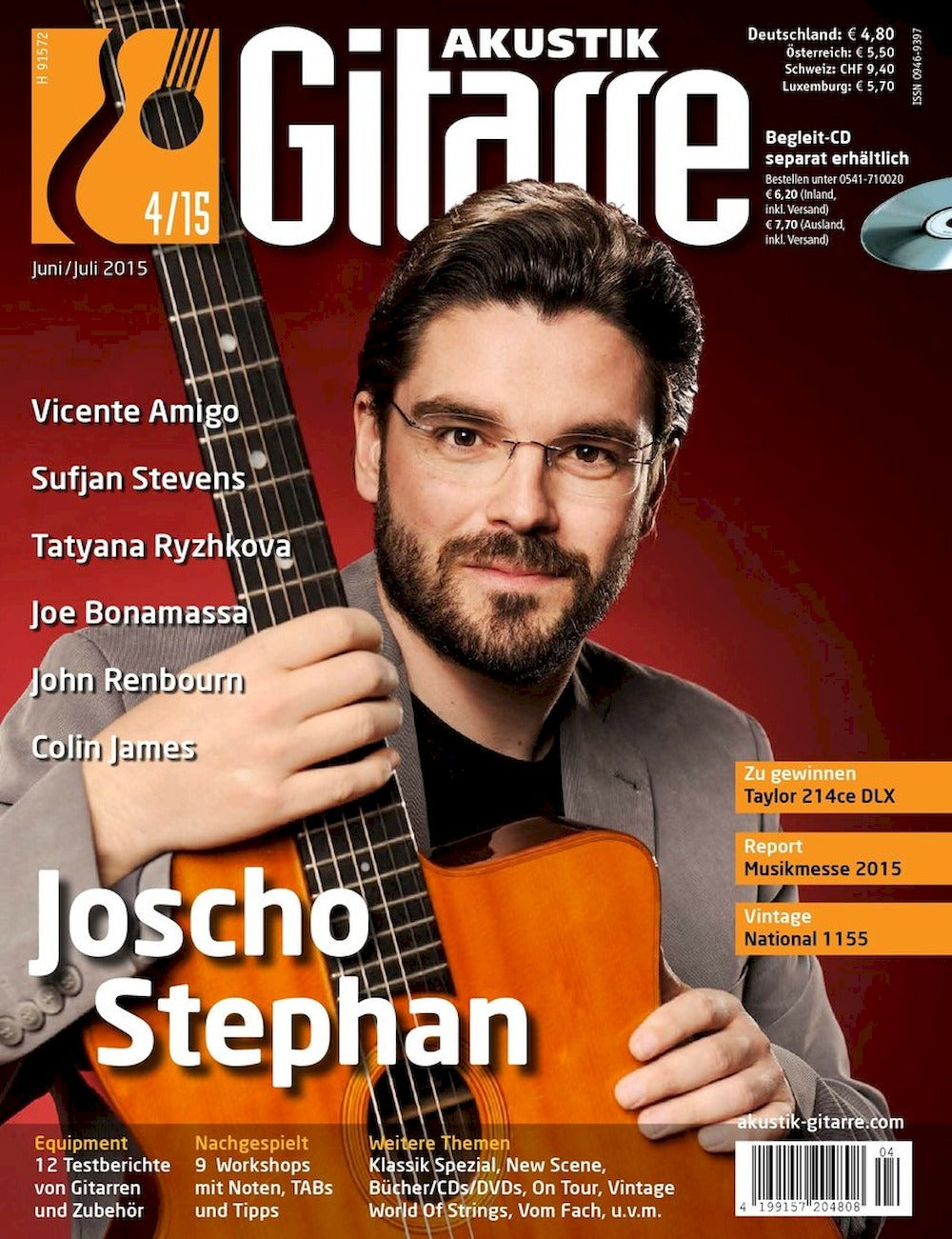 Akustik Gitarre Magazin Deutschland 2015-04 Joscho Stephan Vicente Amigo Sufjan Stevens Tatyana Ryzhkova Joe Bonamassa