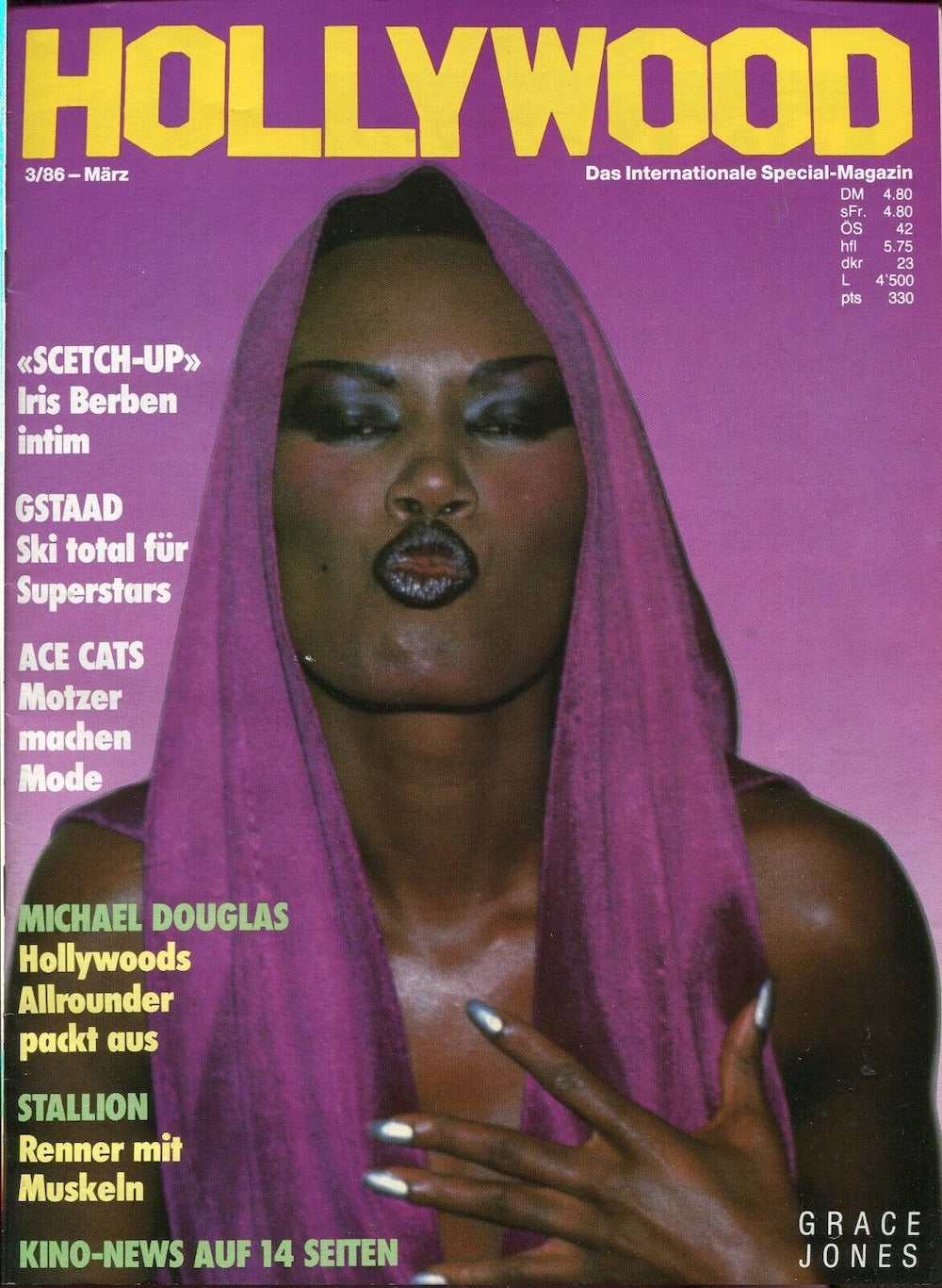 Hollywood Magazine Germany 1986-03 Grace Jones Michael Douglas Original Print Issue