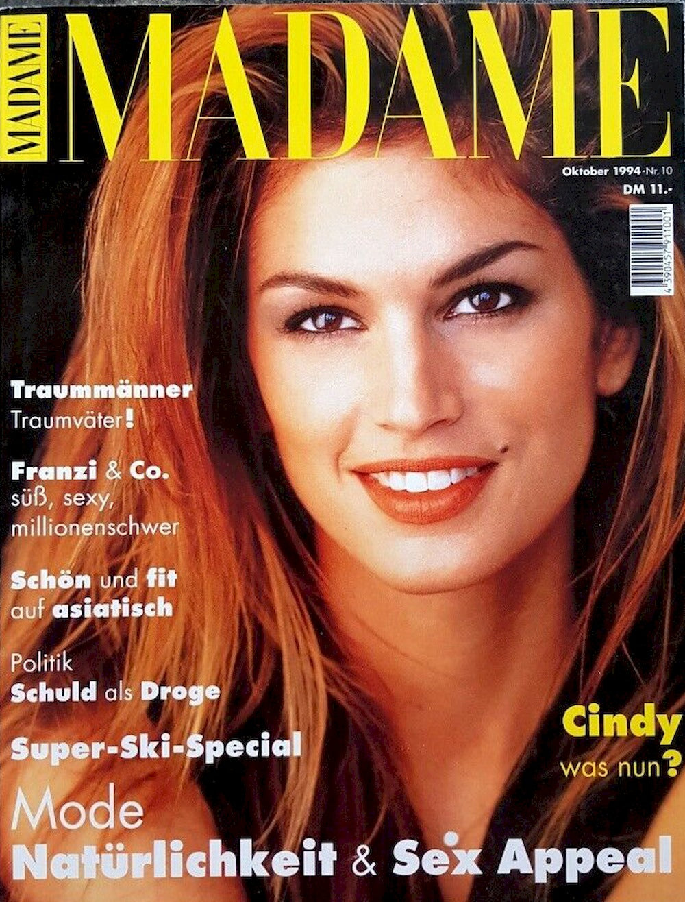 Madame Magasin Tyskland 1994-10 Cindy Crawford Originalutgåva