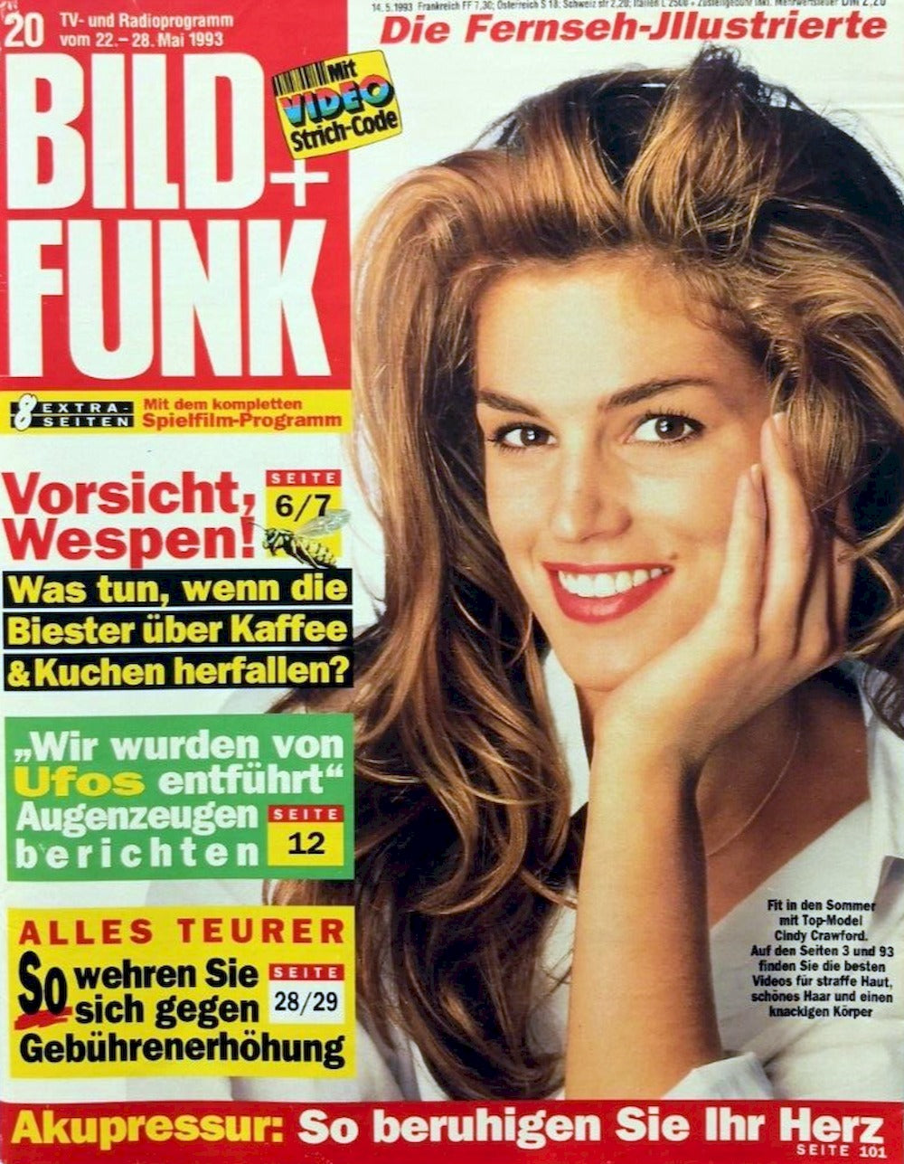 Bild + Funk Lehti Saksa 1993-20 Cindy Crawford Alkuperäinen painos