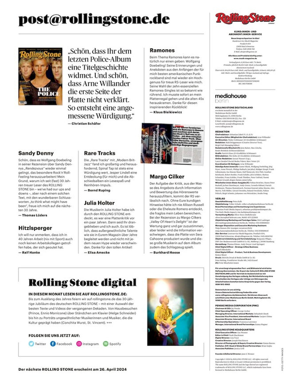 Rolling Stone Lehti Saksa 2024-04 #354 Johnny Cash Beyonce Kristen Stewart Amy Winehouse