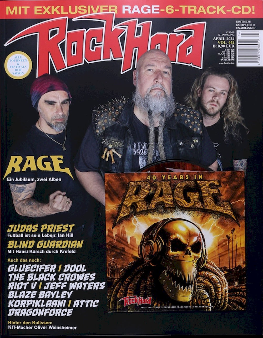 Rock Hard Lehti Saksa 2024-04 #442 Rage Judas Priest  + CD