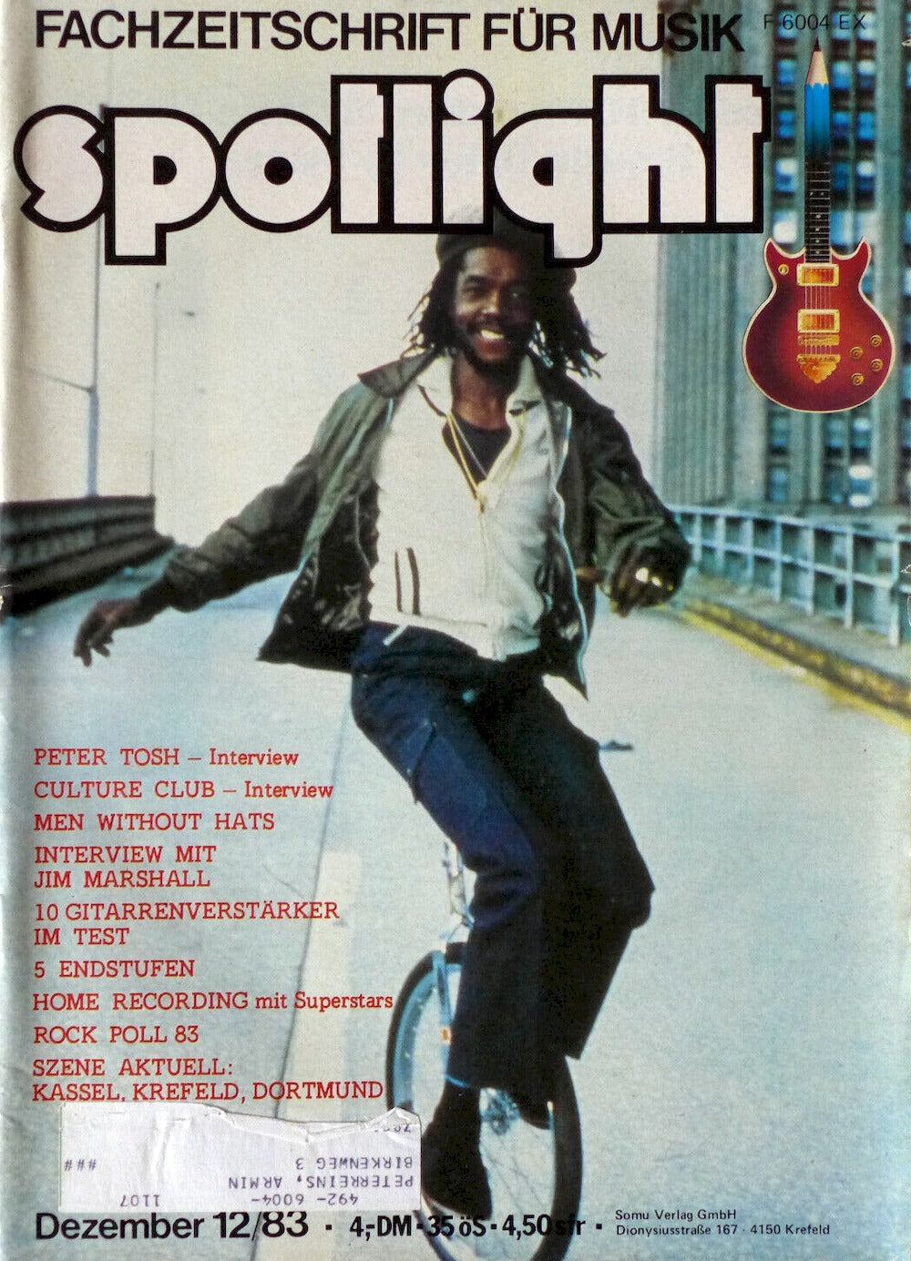 Spotlight Revista Alemania 1983-12 – Peter Tosh Thin Lizzy Culture Club Men Without Hats – Edición original