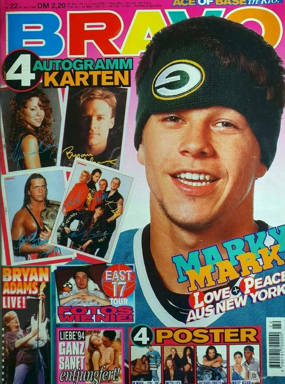 Bravo Magazin Deutschland 1994-22 Mark Wahlberg Mariah Carey Bryan Adams