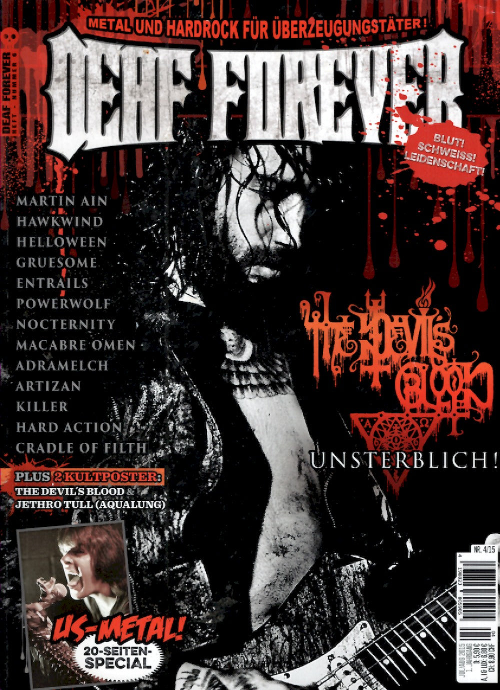 Deaf Forever Revista Alemanha 2015-04 – The Devils Blood Powerwolf Martin Ain Hawkwind – Edição original