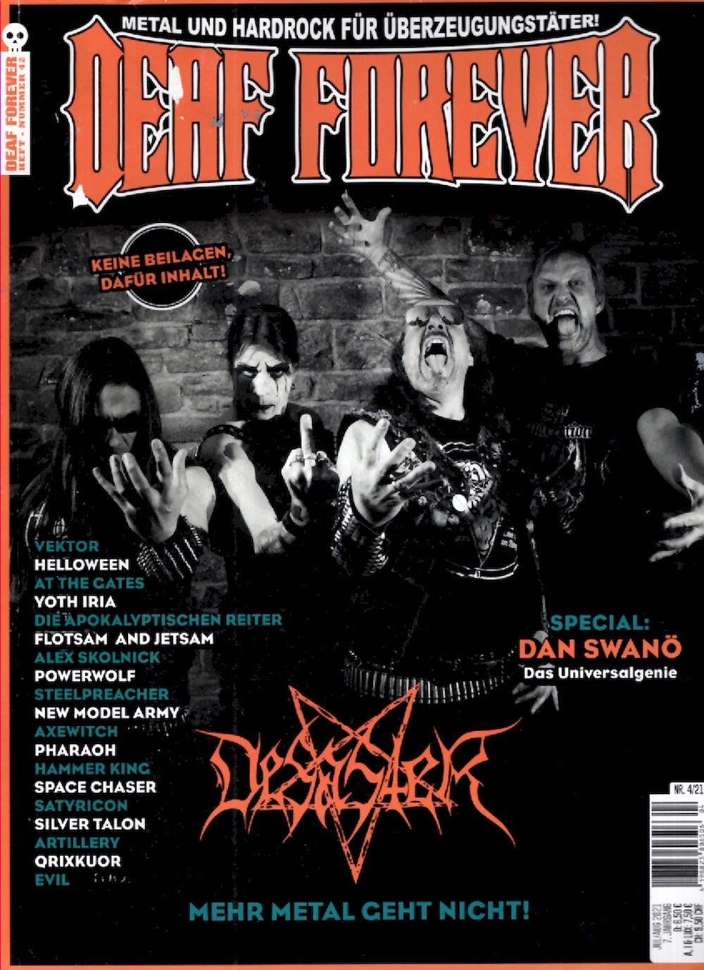 Deaf Forever Magazin Deutschland 2021-04 Desaster Dan Swanö Helloween At The Gates Model Army