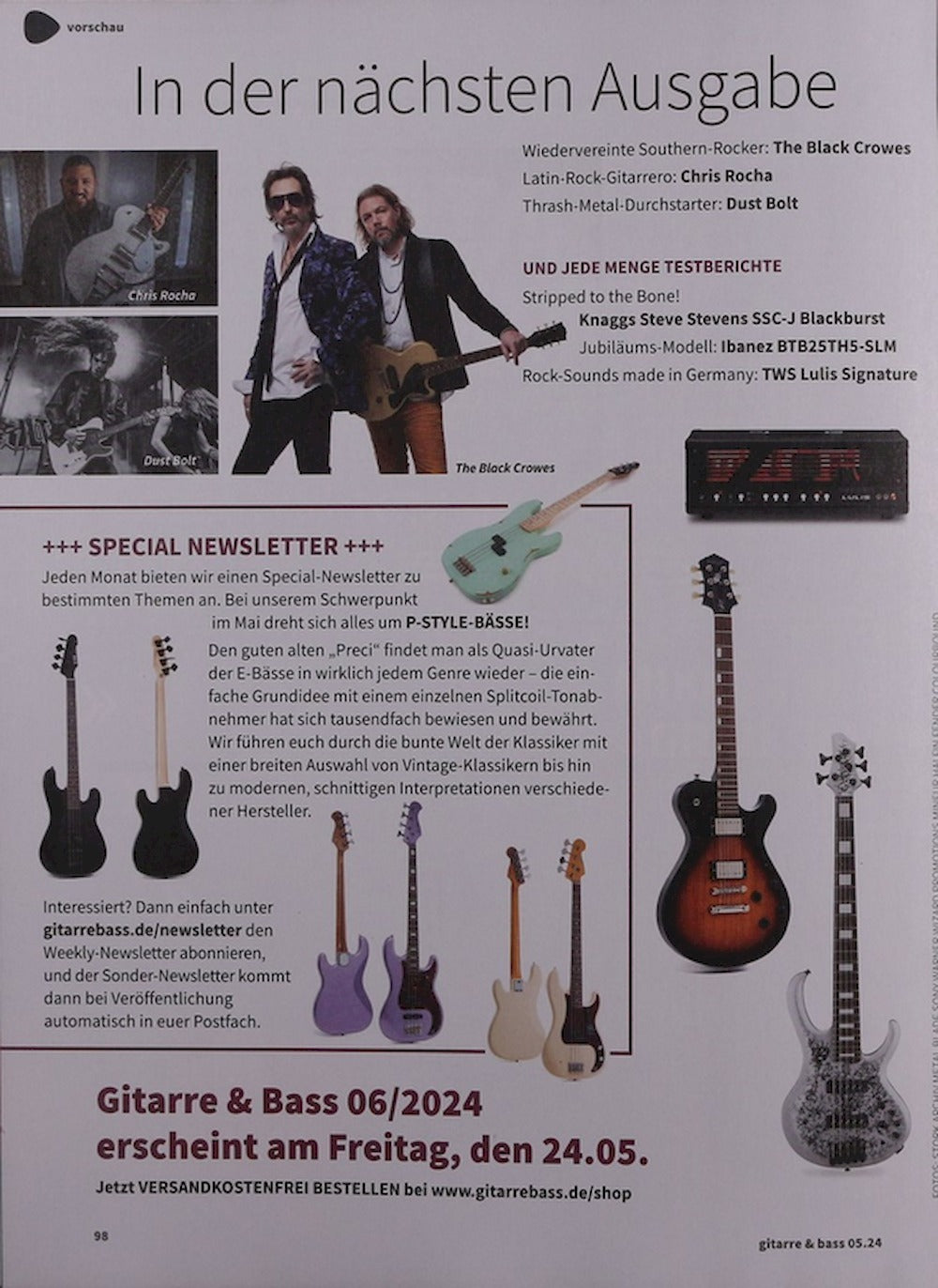 Gitarre & Bass Revista Alemania 2024-05 Ace Frehley Ian Hunter Fischer Z Marian Menge Edición original
