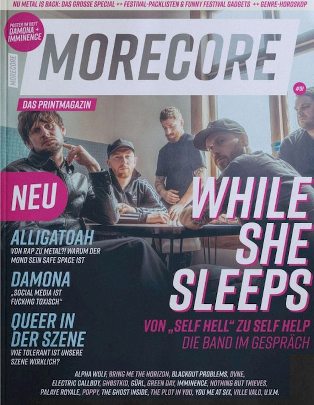 MoreCore Magazin Deutschland 2024-01 While She Sleeps Alligatoah Damona Alpha Wolf