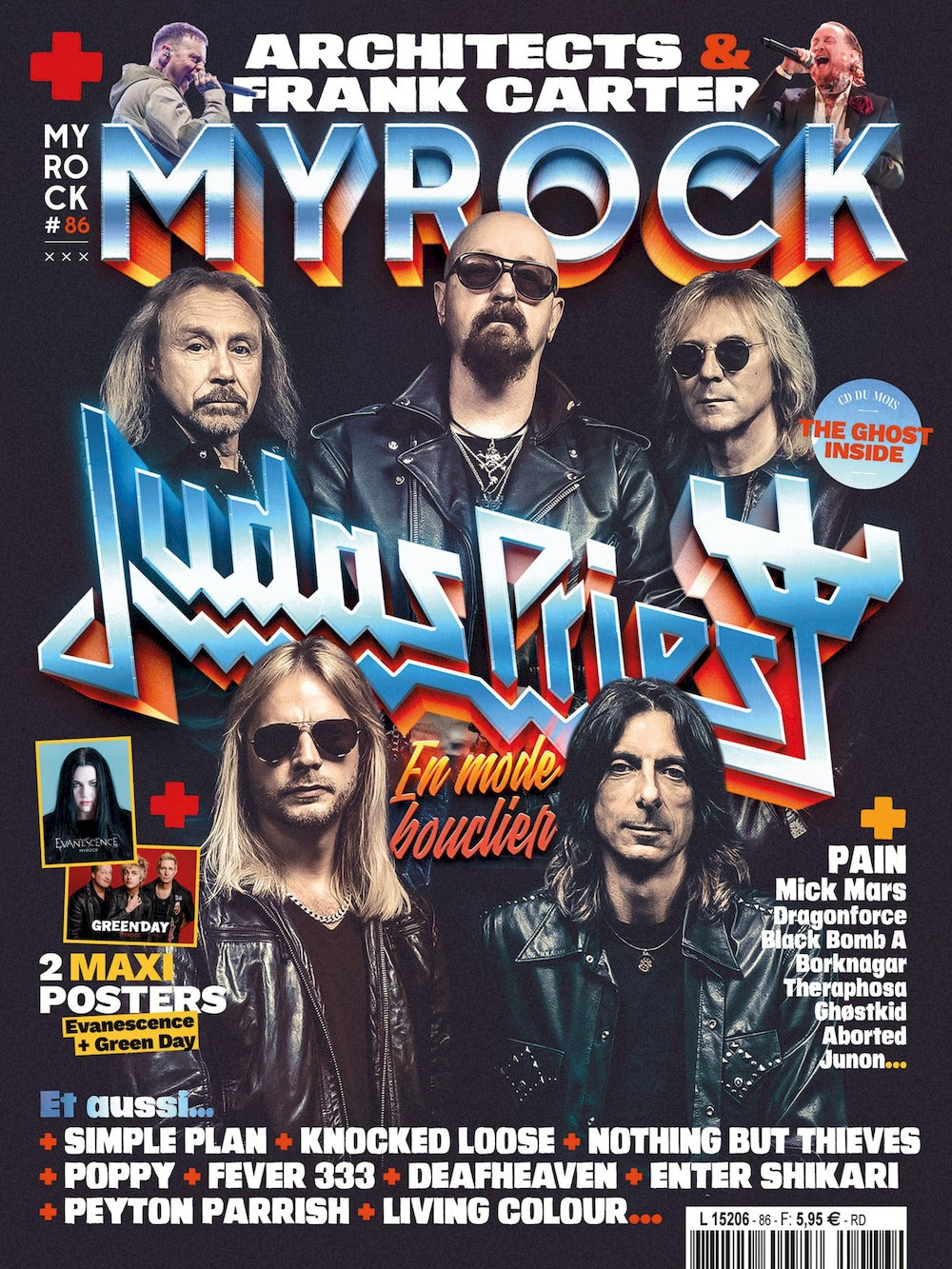 MyRock Lehti Ranska 2023 #86 Judas Priest Evanescence Green Day Architects Frank Carter Alkuperäinen painos
