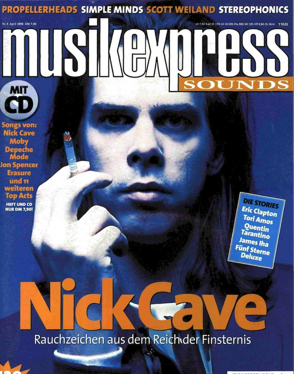 Musikexpress Magazin Deutschland 1998-04 Nick Cave James Iha Eric Clapton Quentin Tarantino