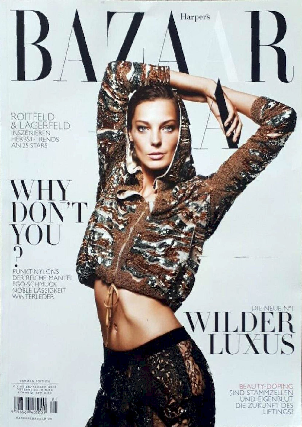 Harpers Bazaar Magasin Tyskland 2013-09 Daria Werbowy Originalutgåva