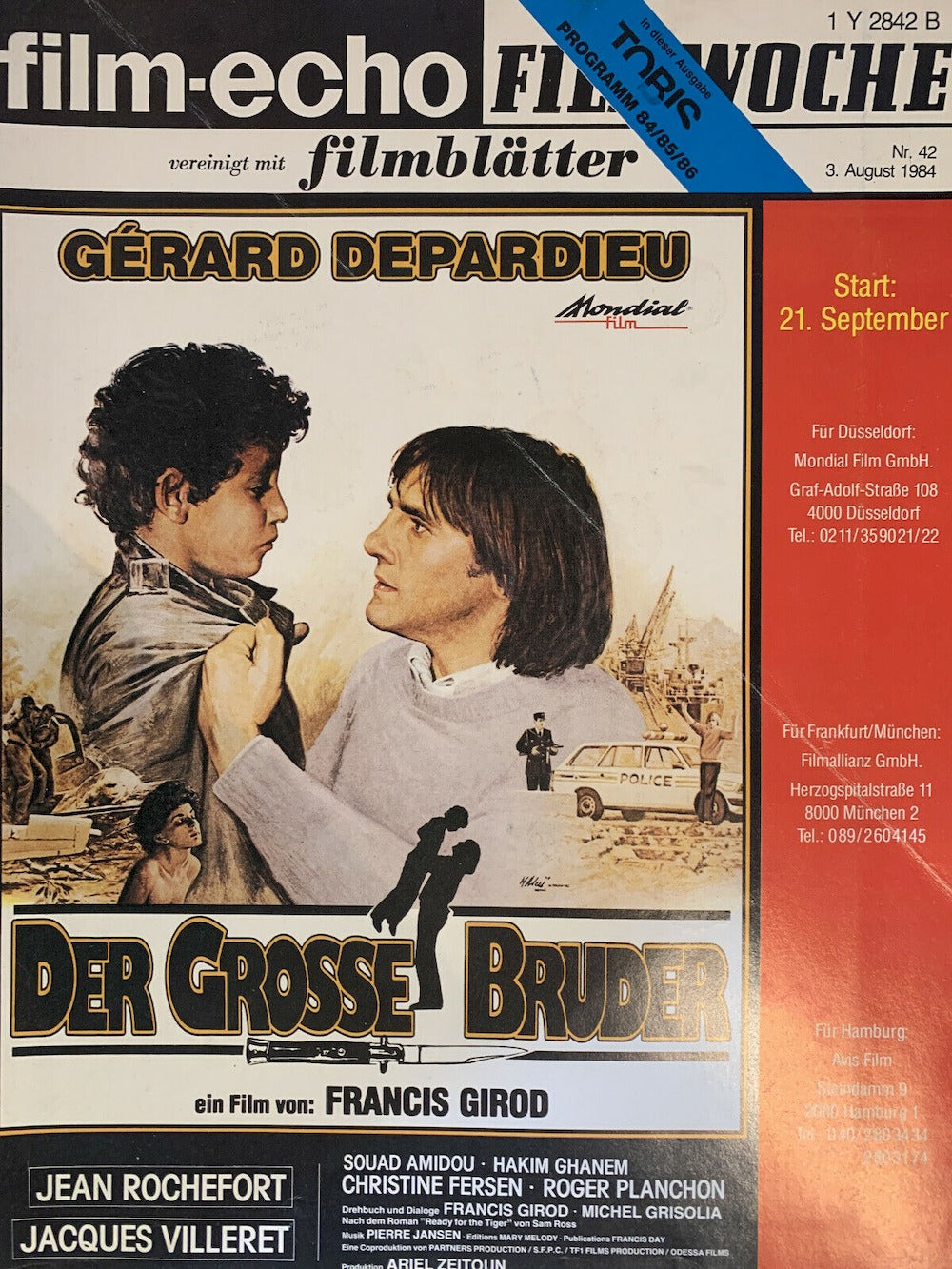 Filmecho Filmwoche Tijdschrift Duitsland 1984-42 – Gerard Depardieu Souad Amidou – Originele uitgave