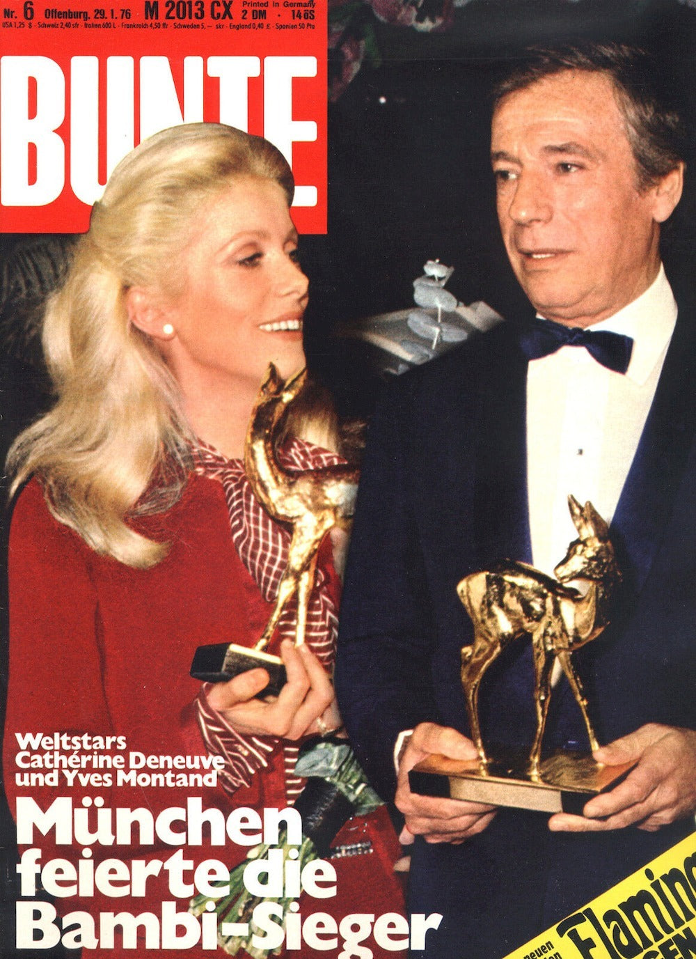 Bunte Revista Alemania 1976-16 Catherine Deneuve Yves Montand Edición original