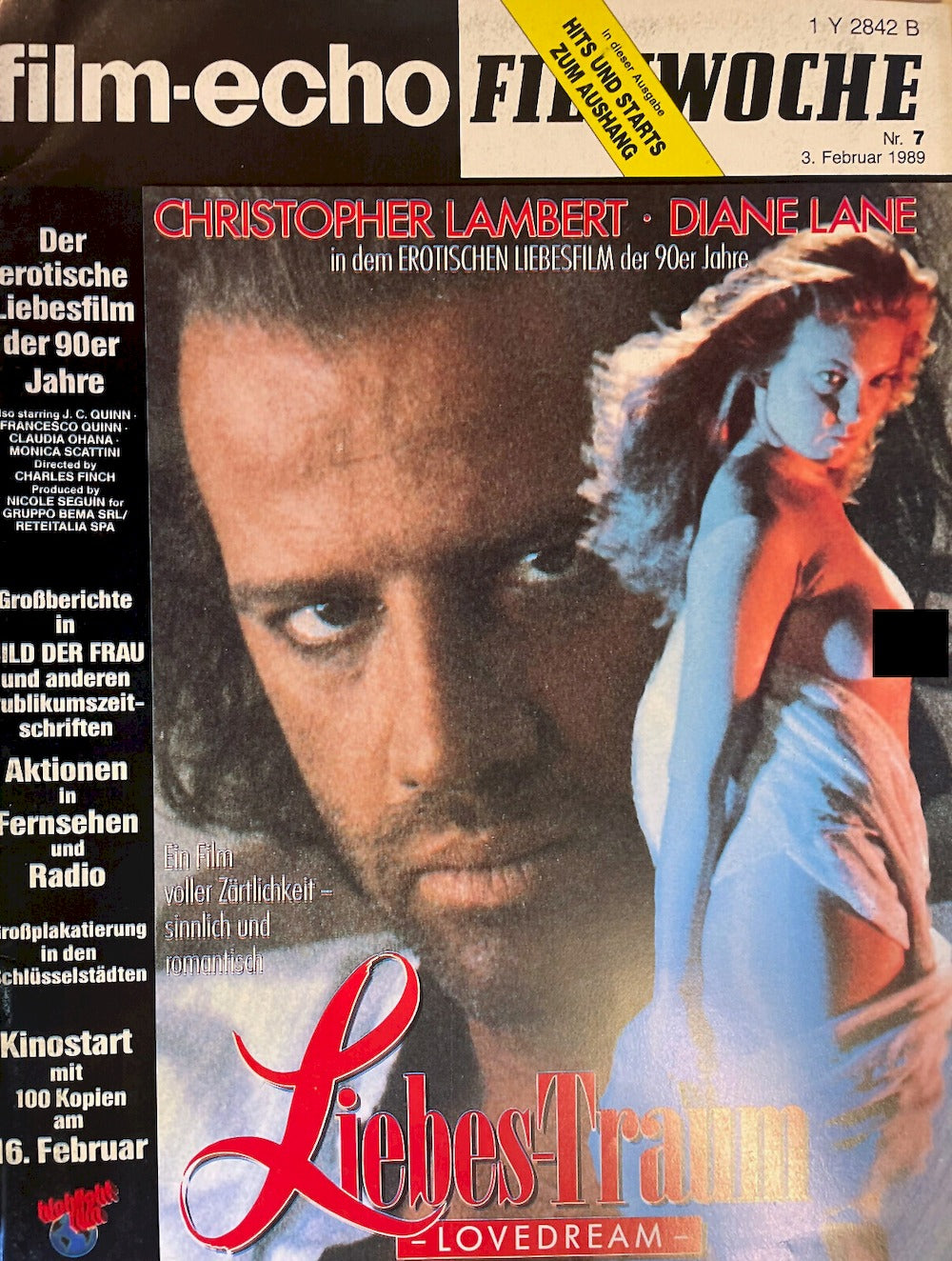 Filmecho Filmwoche Magasin Tyskland 1989-07 Christopher Lambert Diane Lane Originalutgåva