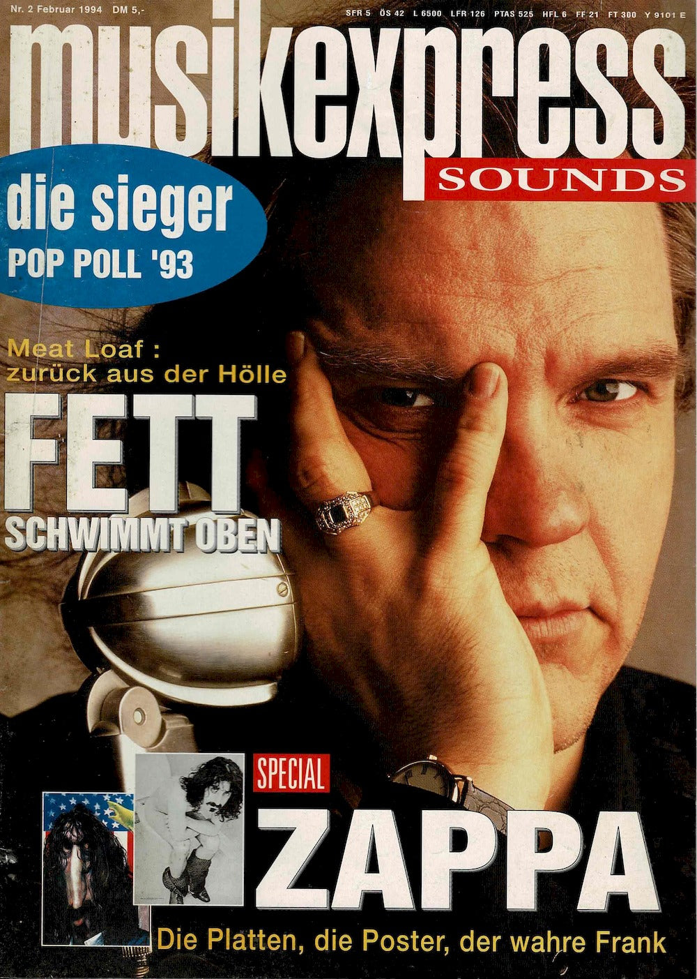 Musikexpress Magazin Deutschland 1994-02 Meat Loaf Frank Zappa