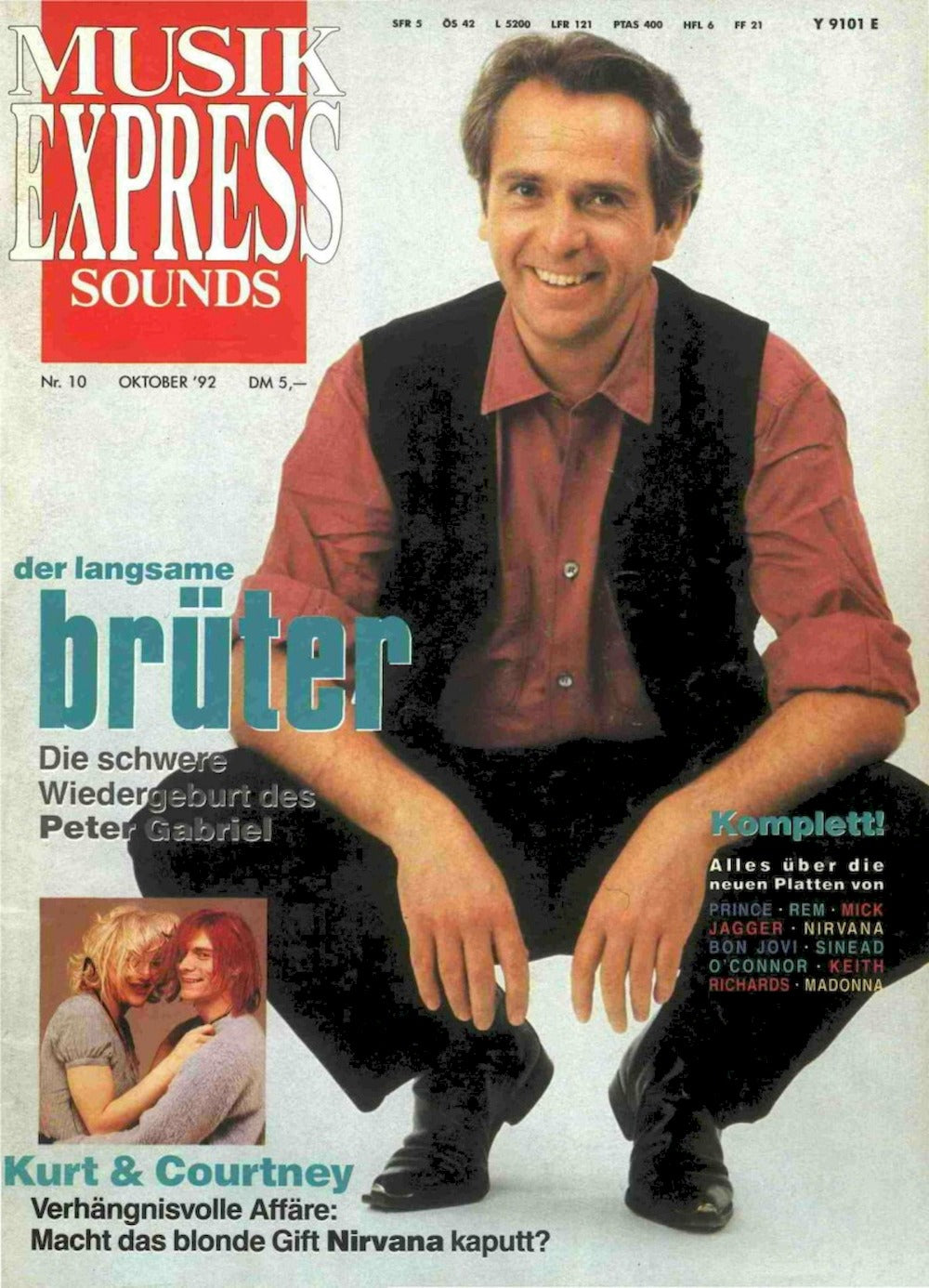 Musikexpress Magazin Deutschland 1992-10 Peter Gabriel Kurt Cobain Courtney Love Nirvana