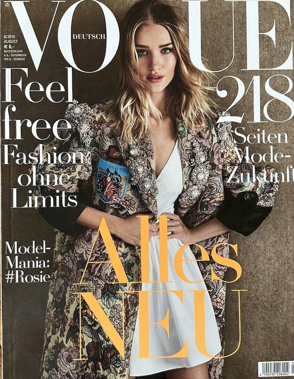 Vogue Magazine Allemagne 2016-08 – Rosie Huntington-Whiteley – Édition originale