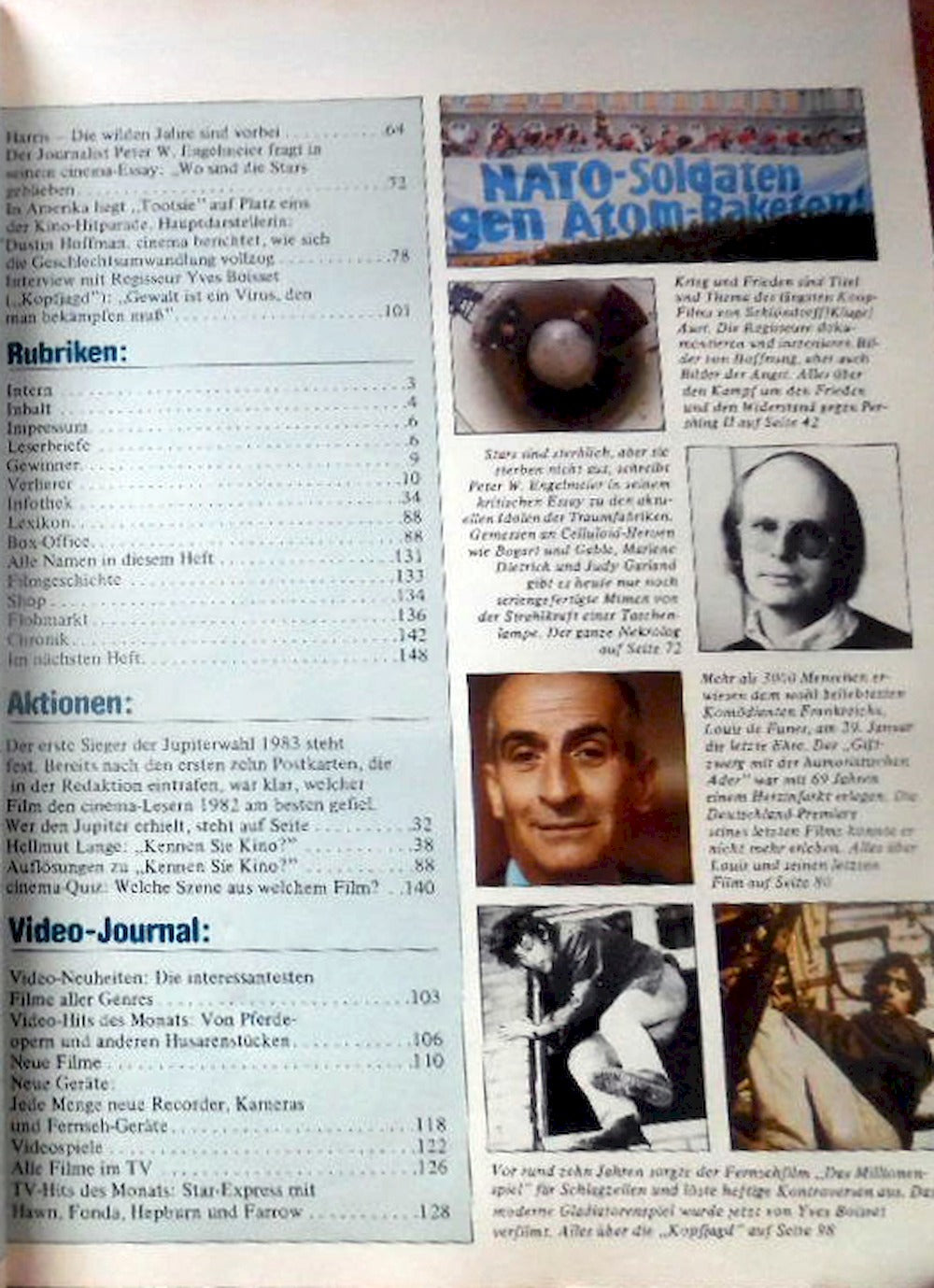 Cinema Magazin Deutschland 1983-03 Dustin Hoffman Louis De Funes