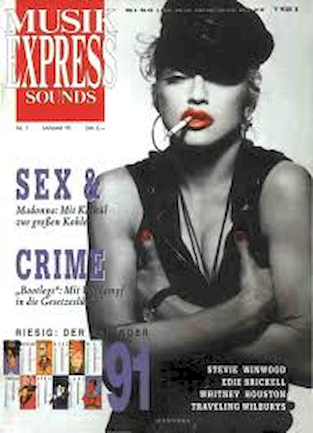 Musikexpress Magazin Deutschland 1991-01 Madonna Stevie Winwood Edie Brickell Whitney Houston