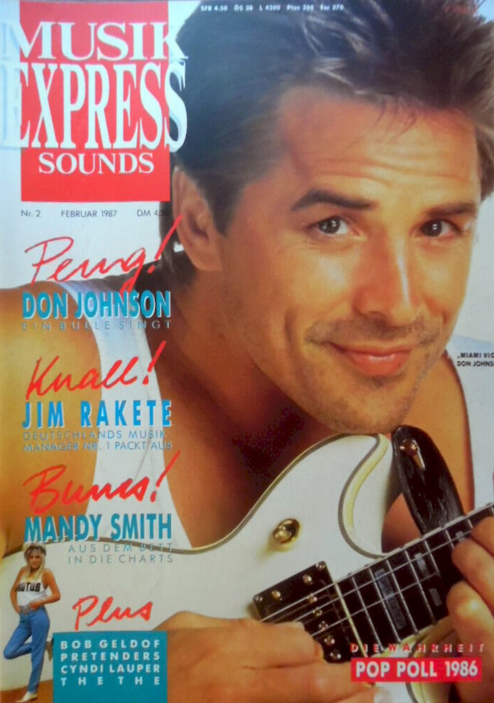 Musikexpress Magazin Deutschland 1987-02 Don Johnson Cyndi Lauper Jim Rakete Mandy Smith Geldorf