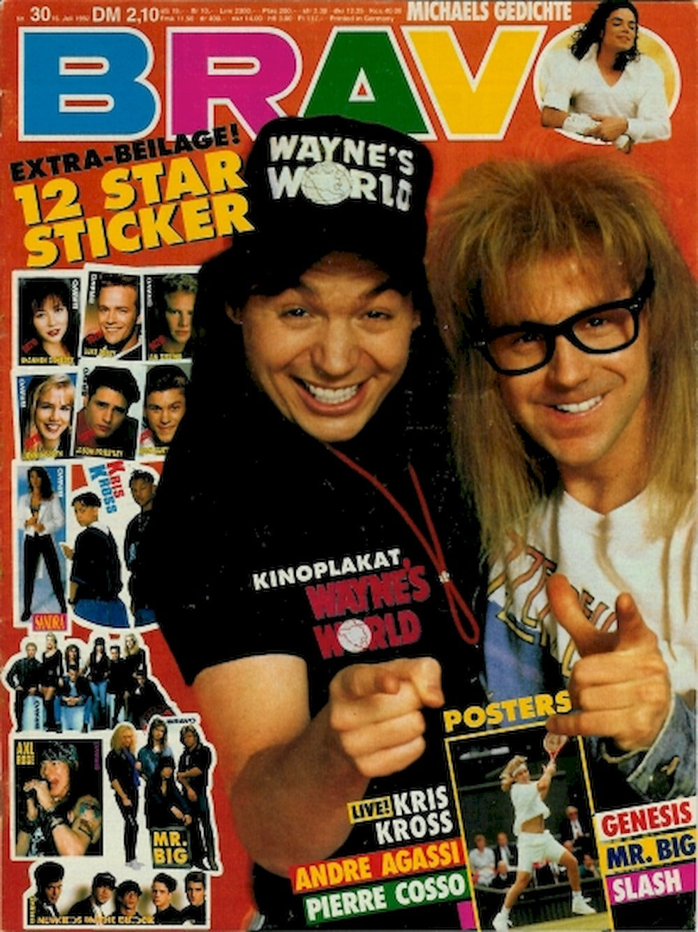 Bravo Lehti Saksa 1992-30 – Michael Jackson Axl Rose Luke Perry Jason Priestley Guns N' Roses – Alkuperäinen painos
