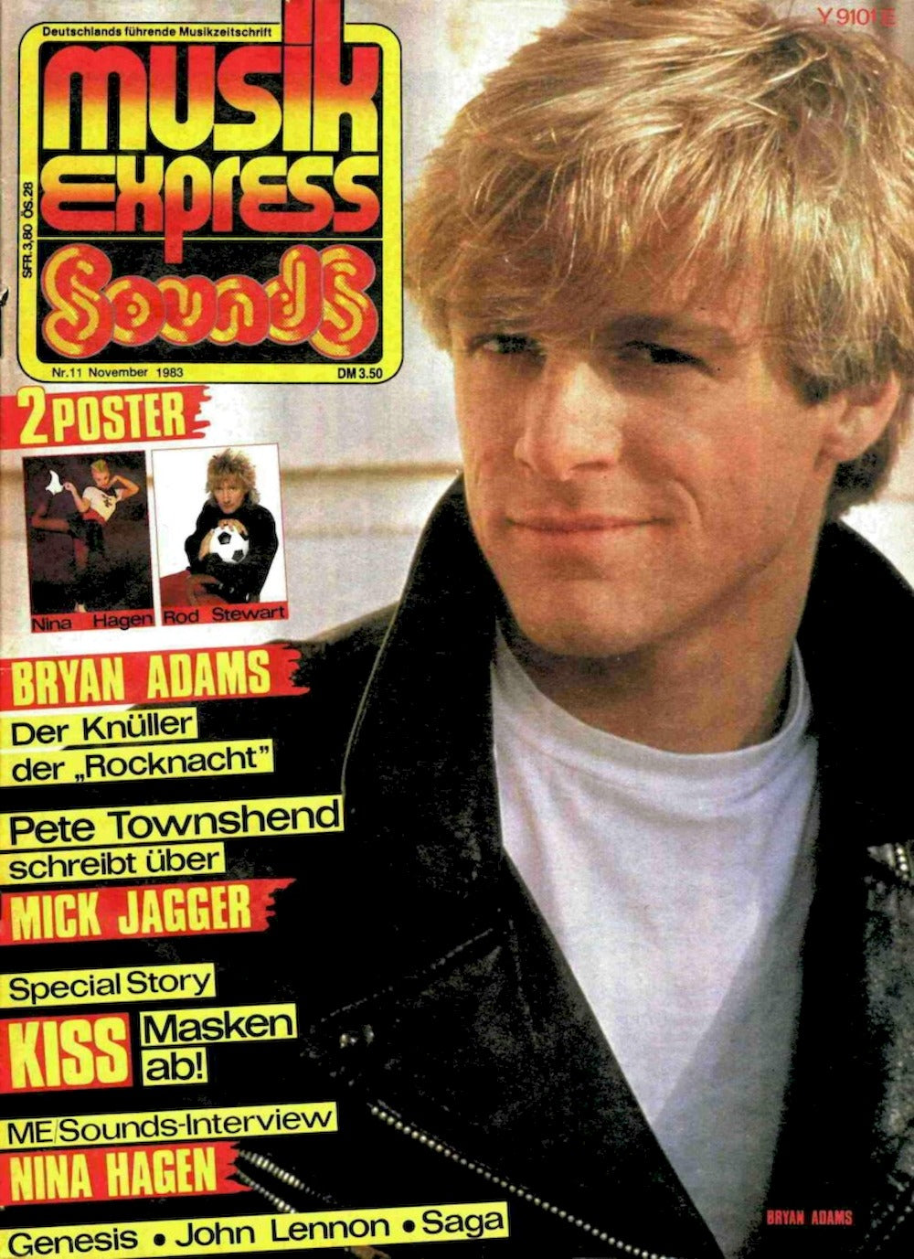 Musikexpress Sounds Magazin Deutschland 1983-11 Bryan Adams Nina Hagen Rod Stewart Kiss Genesis