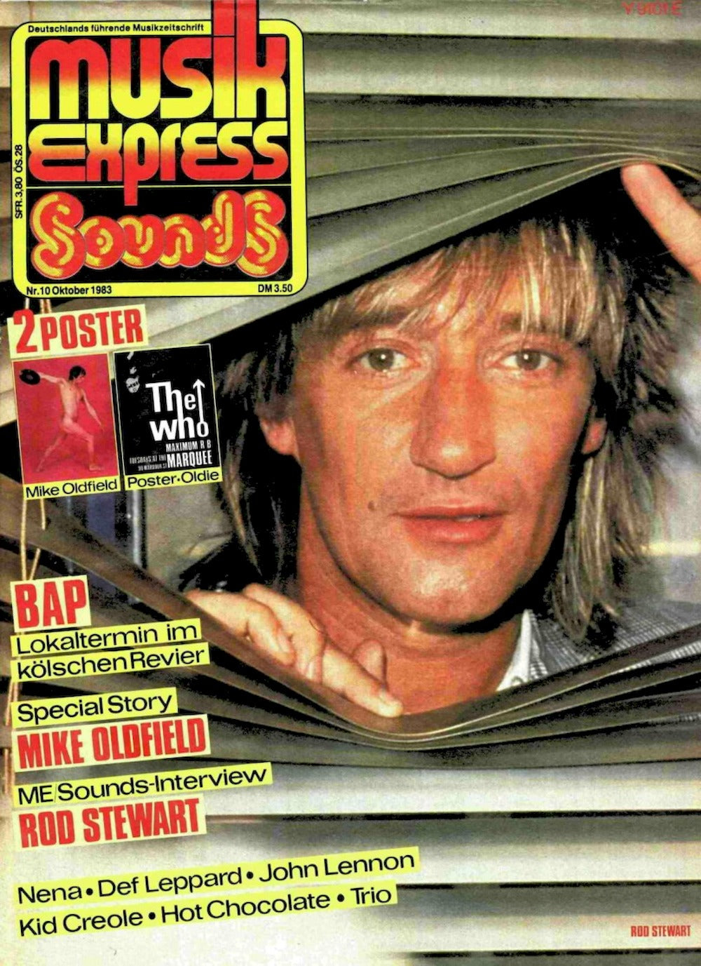Musikexpress Sounds Magazin Deutschland 1983-10 Rod Stewart Mike Oldfield The Who BAP Nena