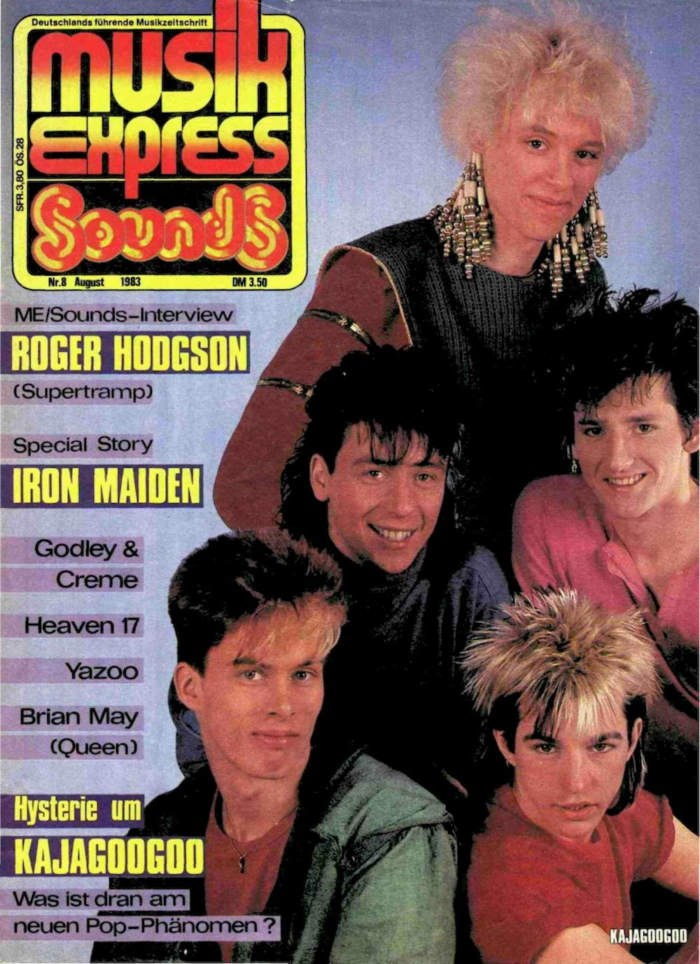 Musikexpress Sounds Magazin Deutschland 1983-08 Kajagoogoo Iron Maiden Roger Hodgson