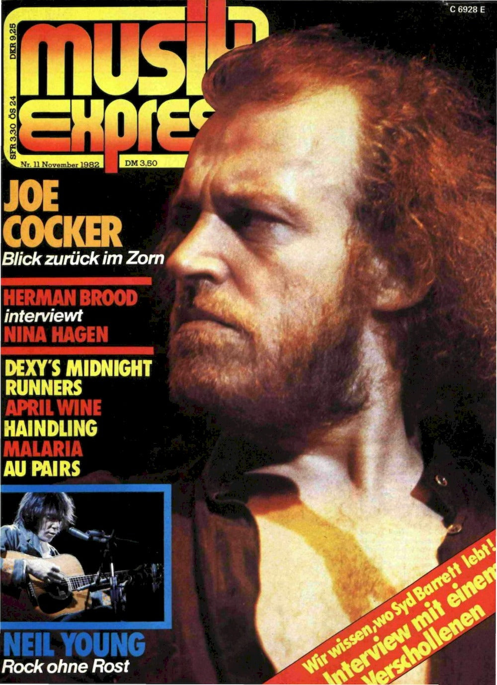 Musikexpress Sounds Magazin Deutschland 1982-11 Pink Floyd Syd Barrett Joe Cocker Nina Hagen Neil Young