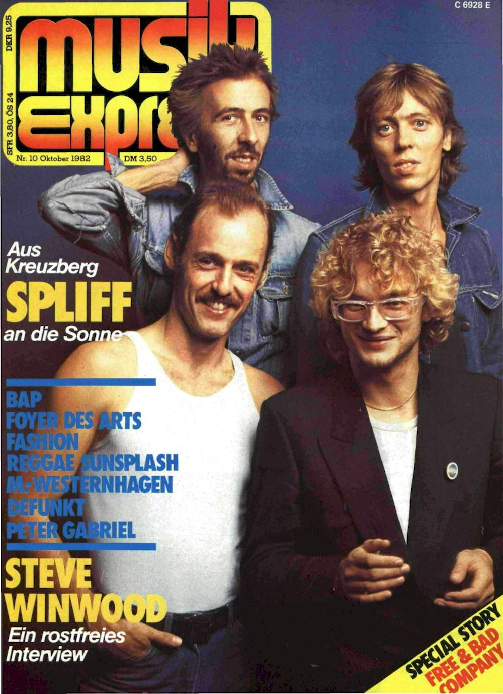 Musikexpress Magazin Deutschland 1982-10 Spliff Steve Winwood BAP Peter Gabriel Free
